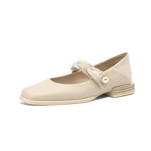 Damen Schick Knoten-Dekor Mary Jane Ballerinas Quadratische Zehenpartie Blockabsätze Perlenriemen Obermaterial Aus Weichem Kunstleder Stilvoll Bequem Casual Büroschuhe,Apricot,42 EU Damen Schick Knoten-Dekor Mary Jane Ballerinas Quadratische Zehenpartie Blockabsätze Perlenriemen Obermaterial Aus Weichem Kunstleder Stilvoll Bequem Casual Büroschuhe,Apricot,42 EU von Generic