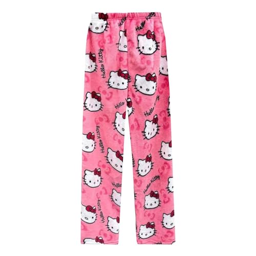 Damen Schlafanzughose Hosen Lang Flanell Pyjama Hose Damen Schlafhose Weich Kawaii Pyjamas Anime Bequeme Warme Pyjamahose Lounge Hose Ideal zum Schlafen Warmes Geschenk für sie von Generic