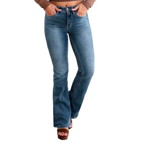 Damen Schlaghosen Jeanshose lang Stretch Skinny Schlagjeans Schlag Weite Jeanshosen Weites Bein Denim Hose Hüftjeans Hüfthose Hosen von Generic