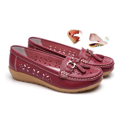 Damen Schlupfschuhe Leder Loafer Mode Elegant Mokassins Bootsschuhe Orthopädische rutschfeste Flache Schuhe Bequeme Wanderschuhe Work Office Driving Flachschuhe Penny Schuhe Sandalen Damen Schlupfschuhe Leder Loafer Mode Elegant Mokassins Bootsschuhe Orthopädische rutschfeste Flache Schuhe Bequeme Wanderschuhe Work Office Driving Flachschuhe Penny Schuhe Sandalen von Generic