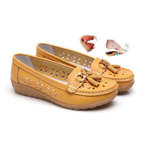 Damen Schlupfschuhe Leder Loafer Mode Elegant Mokassins Bootsschuhe Orthopädische rutschfeste Flache Schuhe Bequeme Wanderschuhe Work Office Driving Flachschuhe Penny Schuhe Sandalen Damen Schlupfschuhe Leder Loafer Mode Elegant Mokassins Bootsschuhe Orthopädische rutschfeste Flache Schuhe Bequeme Wanderschuhe Work Office Driving Flachschuhe Penny Schuhe Sandalen von Generic