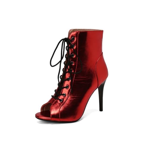 Damen Schnürung PU-Leder Sommer Stiefeletten Hoher Pfennigabsatz Kurze Stiefel Peeptoe Partei Abschlussball Kleid Sandalen,Rot,38.5 EU Damen Schnürung PU-Leder Sommer Stiefeletten Hoher Pfennigabsatz Kurze Stiefel Peeptoe Partei Abschlussball Kleid Sandalen,Rot,38.5 EU von Generic