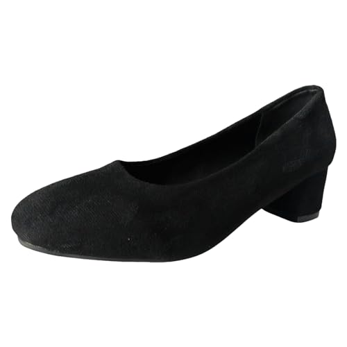 Damen-Schuhe, schlicht, einfarbig, mit klobigem Absatz, Einzelschuhe, große Größe, runder, mittelhoher Absatz, Freizeitschuhe, hohe Absätze Luftige Schuhe Damen Plateau Schuhe Damen Sneaker von Generic