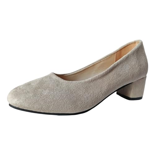 Damen-Schuhe, schlicht, einfarbig, mit klobigem Absatz, Einzelschuhe, große Größe, runder, mittelhoher Absatz, Freizeitschuhe, hohe Absätze Luftige Schuhe Damen von Generic