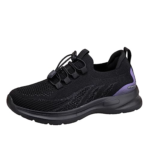 Damen Schuhe Basketball-Design mit Mesh Orthopädischer Fersenkappe Memory-Schaum Atmungsaktiv rutschfest Wanderschuhe für Strand und Alltagsmärsche Bequeme Casual Schuhe (Black, 37) von Generic