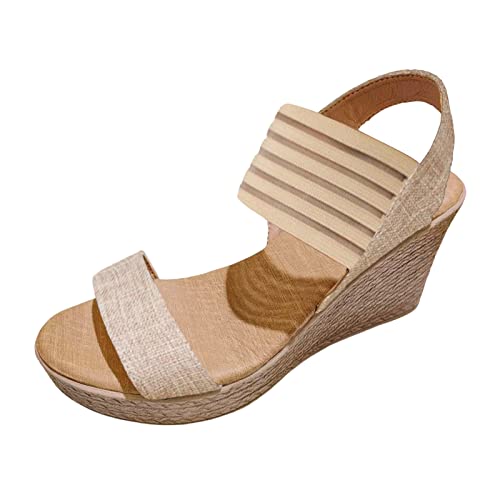 Damen Schuhe Sneaker Elegant Bohemian Sommer Tuch Gesicht Open Toe Slope Heel Sandalen mit dicker Sohle College Schuhe Damen Blau von Generic