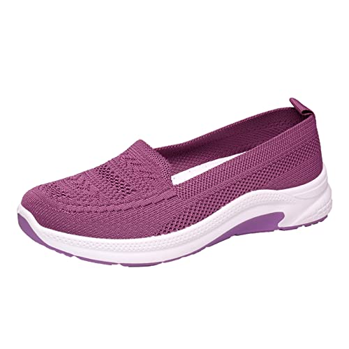 Damen Schuhe Sommer Sandalen Modern Damen Einzelschuhe Slip On Fly Woven Mesh Freizeitschuhe Tennis Walking Atmungsaktive Turnschuhe Mode Turnschuhe Für Schuhe Winter Damen (Purple, 40) von Generic