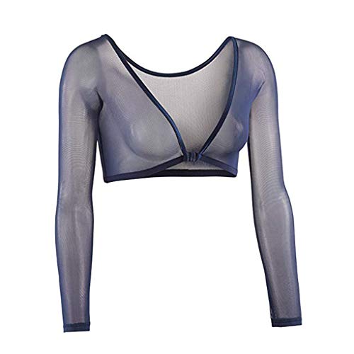 Damen Seamless Arm Shaper Crop Top 3/4 Ärmel Mesh Transparente Shapewear Unterwäsche Figurformende Tops Vorder- und Rückseite Reversibel Shape Body Shirt Bluse Party Oberteile von Generic