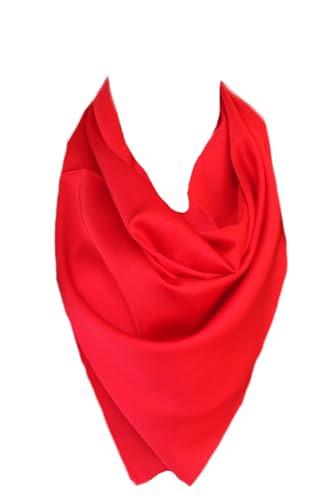 Damen Seide Nickituch Tuch Halstuch Schal Kopftücher Vierecktuch Bandana Taschentuch Ansatz Handgelenk Verpackungs Gr. 70 cm x 70 cm (C Rot Uni) von Generic