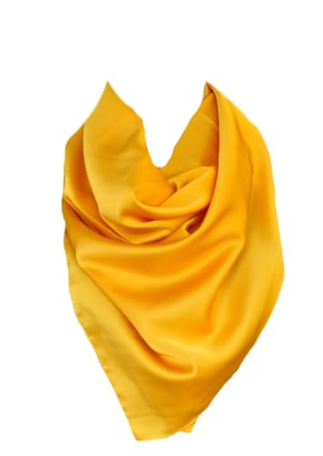 Damen Seide Nickituch Tuch Halstuch Schal Kopftücher Vierecktuch Bandana Taschentuch Ansatz Handgelenk Verpackungs Gr. 70 cm x 70 cm (C Senf Uni) von Generic