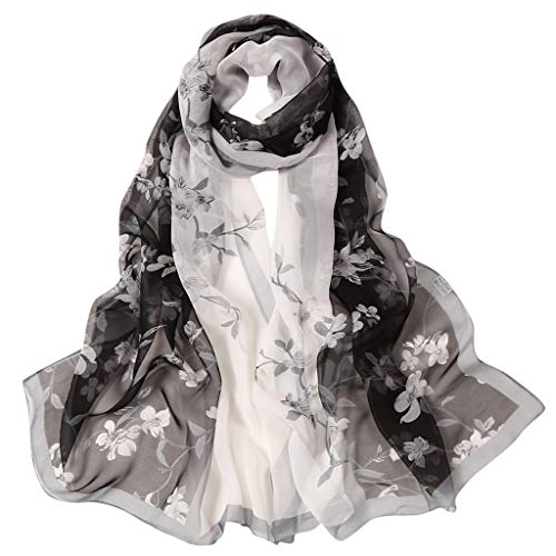 Damen Seidenschal Blume Seidenschal Eleganter bunter Luxus Seidenschal Leichtes Muster Design Farbverlauf Schal Satin Cashew Blume Quadratischer Schal von Generic