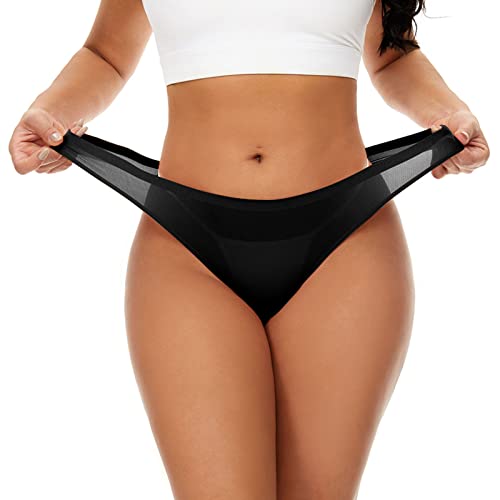 Damen Sexy Gewinde Slips Frauen Hipster Ultra Dünne Atmungsaktiv Elastisch G-Strings Weich Niedrige Taille Unterwäsche Bequeme Nahtlos Reizwäsche Seidig Transparente Strings Tanga Party Clubwear von Generic