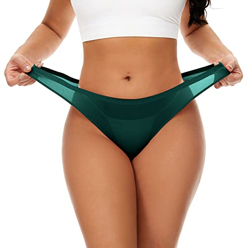 Damen Sexy Gewinde Slips Frauen Hipster Ultra Dünne Atmungsaktiv Elastisch G-Strings Weich Niedrige Taille Unterwäsche Bequeme Nahtlos Reizwäsche Seidig Transparente Strings Tanga Party Clubwear von Generic