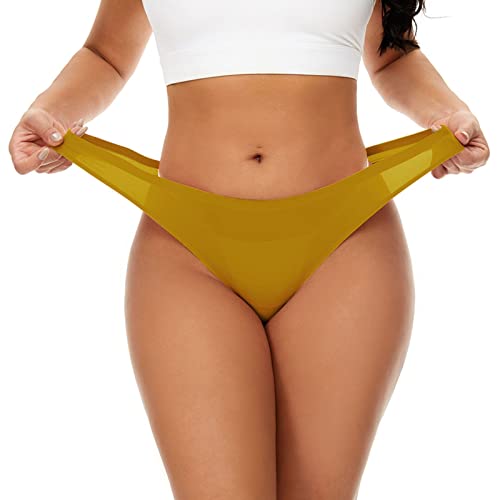 Damen Sexy Gewinde Slips Frauen Hipster Ultra Dünne Atmungsaktiv Elastisch G-Strings Weich Niedrige Taille Unterwäsche Bequeme Nahtlos Reizwäsche Seidig Transparente Strings Tanga Party Clubwear von Generic