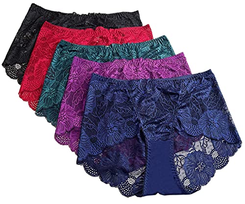 Damen Sexy Spitze Panties Hohe Taille Bauch Kontrolle Dessous Unterwäsche Briefs Floral Spitze Boy Shorts von Generic