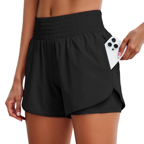 Damen Shorts Sporthose Kurz Laufhose Sommer Laufshorts Wanderhose Schnelltrockene High Waisted Fitness Sport Running Reißverschlusstasche 2 in 1 Laufhose Damen Shorts Sporthose Kurz Laufhose Sommer Laufshorts Wanderhose Schnelltrockene High Waisted Fitness Sport Running Reißverschlusstasche 2 in 1 Laufhose von Generic