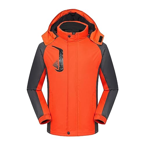 Damen Skijacke Schneemantel Winter Warme Windjacke Berg Regenjacke Mit Kapuze Gefütterte Jacke, Orange, L von Generic