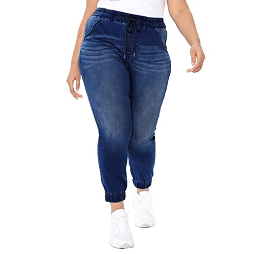 Damen Skinny Jeans High Waist Damen-Hose mit mittlerer Taille, hoher Elastizität und dünner Waschung Four Seasons Small Feet Jeans Damen High Waist Jeans Mid Push up Jeans Damen (Dark Blue, XL) von Generic
