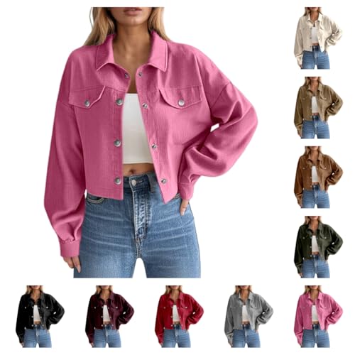 Damen Slim-Fit Jeansjacke – Farbige Übergangsjacke mit Kent-Kragen und Taschen – Frühlings- und Sommerjacke Stretch Jacke von Generic