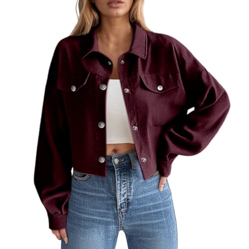 Damen Slim-Fit Jeansjacke – Farbige Übergangsjacke mit Kent-Kragen und Taschen – Frühlings- und Sommerjacke Stretch Jacke von Generic