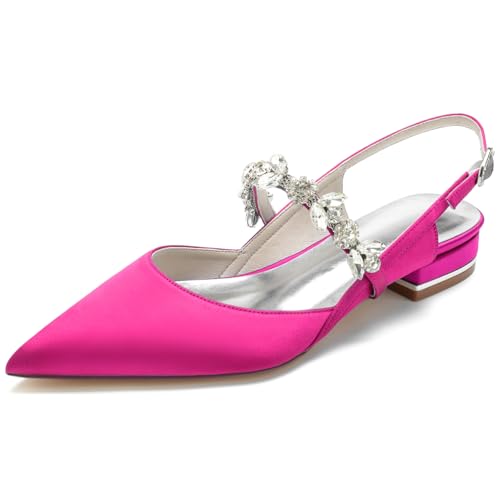 Damen Slingback Abend Party Sandalen Strass Geschlossen Spitze Brautschuhe Knöchelriemen Satin Ballerinas Blockabsatz Hochzeitsschuhe,Fuchsia,38 EU Damen Slingback Abend Party Sandalen Strass Geschlossen Spitze Brautschuhe Knöchelriemen Satin Ballerinas Blockabsatz Hochzeitsschuhe,Fuchsia,38 EU von Generic