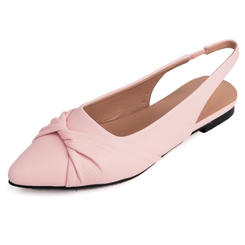 Damen Slingback Flats Mit Spitzer Zehe Und Schleifen-Detail Aus Strukturiertem PU-Kunstleder Leicht Atmungsaktiv Bequem Mit Komfortsohle Niedriger Absatz 1cm,Blush pink,37 EU Damen Slingback Flats Mit Spitzer Zehe Und Schleifen-Detail Aus Strukturiertem PU-Kunstleder Leicht Atmungsaktiv Bequem Mit Komfortsohle Niedriger Absatz 1cm,Blush pink,37 EU von Generic
