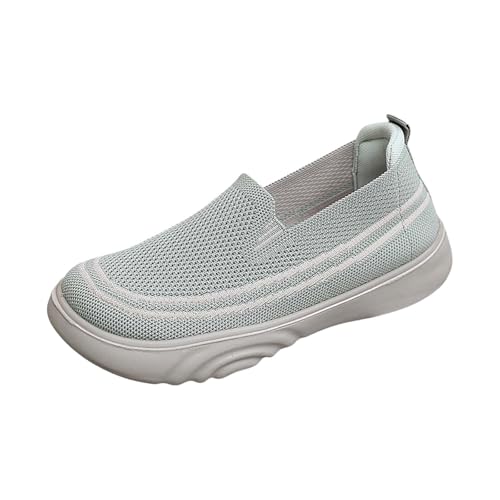 Damen Slip-On Atmungsaktive Mesh Sneakers Runde Zehenpartie Turnschuhe Orthopädische Schwarz Freizeitschuhe Wanderschuhe Leichte Lauftraining Schuhe Dicker Luftpolster Keilschuhe (Green, 37) von Generic