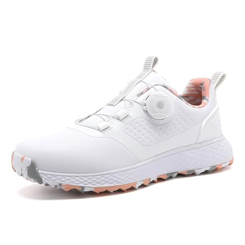 Damen Slip-On Golf Schuhe Komfort Leichtgewicht Golf Fußbekleidung rutschfeste Mesh Mode Atmungsaktive Golfer Trainings Sneakers,Rosa,36 EU von Generic