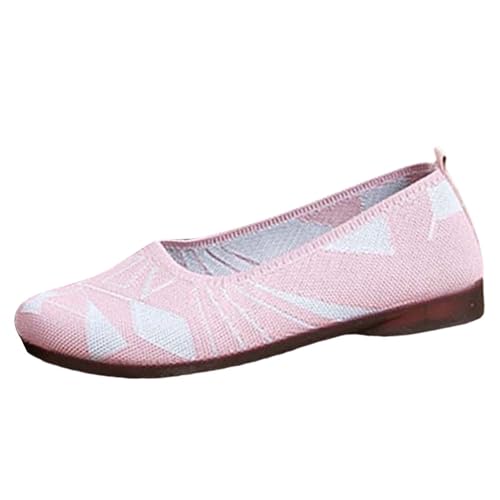 Damen Slip-On Strick Freizeitschuhe Mokassins Leichte Atmungsaktiv Damenschuhe orthopädische Sneaker Walking Schuhe Outdoor Fitness Sportschuhe Turnschuhe Bequem Barfußschuhe (Pink, 40) von Generic
