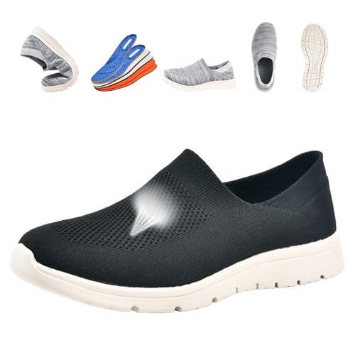 Damen Slip On Trainers, Mesh Atmungsaktiv Walking Sneakers, Orthopädische Sandalen Damen, Diabetiker Weit Schuhe für Geschwollene Füße EU 36(23.5cm/9.2in) von Generic