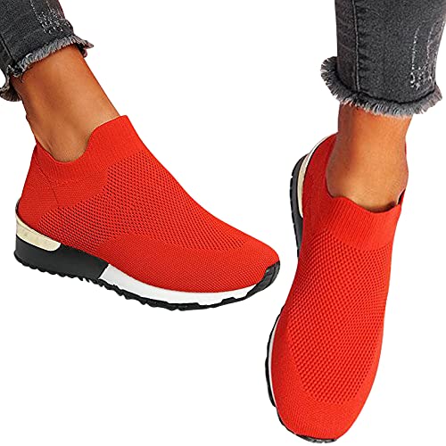 Damen Slip on Sneaker Frauen Gewebt Orthopädische Schuhe Atmungsaktiv Turnschuhe Leicht Laufschuhe Sportschuhe Bequeme Schlupfschuhe Walkingschuhe Arch Support Schuhe von Generic