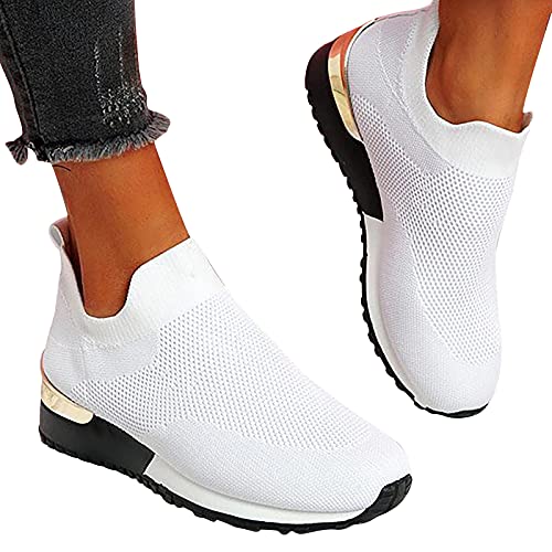 Damen Slip on Sneaker Frauen Gewebt Orthopädische Schuhe Atmungsaktiv Turnschuhe Leicht Laufschuhe Sportschuhe Bequeme Schlupfschuhe Walkingschuhe Arch Support Schuhe von Generic
