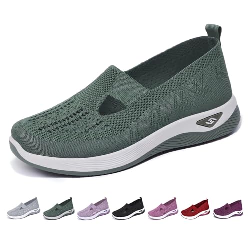 Damen Slip on Sneaker Frauen Gewebt Orthopädische Schuhe Atmungsaktiv Turnschuhe Leicht Laufschuhe Sportschuhe Bequeme Schlupfschuhe Walkingschuhe Arch Support Schuhe von Generic