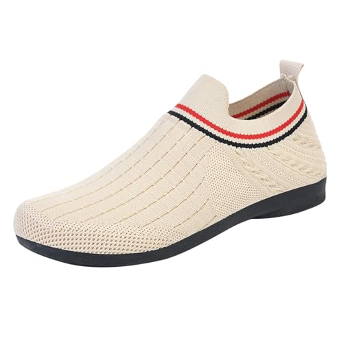 Damen Slip-on Sneakers Bequem Turnschue Fußbogenstütze Orthopädische Schuhe Atmungsaktiv Leichte Wanderschuhe Mesh Sneakers Damen Sportschuhe (White, 42) von Generic
