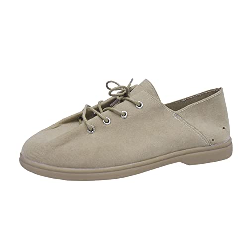 Damen Slipper Schwarz Lederr Mode Damen Freizeitschuhe Flache Weiches Leichtgewicht Festes Schnüren Bequem Frauen Halbschuhe von Generic