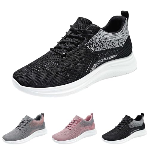 Damen Slipper Sommer Turnschuhe Mit Gewölbeunterstützung Schnürschuhe Breite Füße Mesh Laufschuhe Weichen Sohlen Walkingschuhe rutschfeste Freizeitschuhe Fitnessstudio Outdoor von Generic