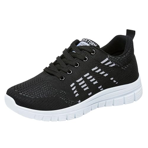 Damen-Sneaker, orthopädisch, Laufschuhe, Mesh, Running, Sneaker, leicht, rutschfest, atmungsaktiv, Sportschuhe, bequem, lässig, modisch, Schwarz, 39 EU von Generic