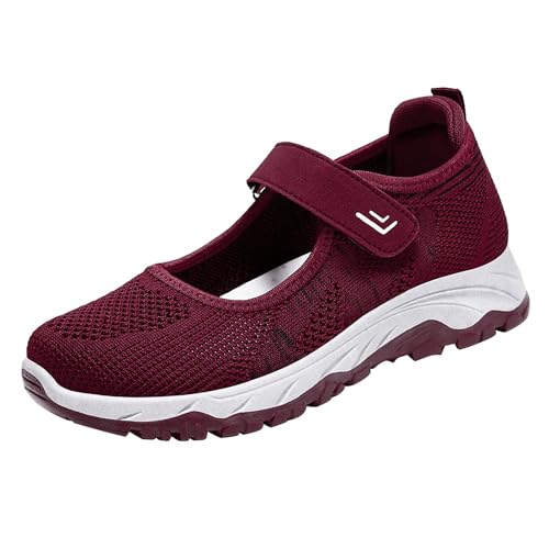 Damen Sneaker Atmungsaktiv Laufschuhe Air Sportschuhe Turnschuhe Running Fitness SportlicheB Straßenlaufschuhe Freizeit rutschfeste Outdoor Sports Tennis Schuhe Weinrot 41 von Generic