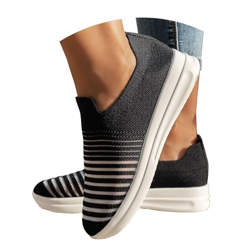 Damen Sneaker Damen Slip On - Flachschuhe Mesh Atmungsaktiv Turnschuhe Leicht Walkingschuhe Trainer Laufschuhe Bequeme Schlupfschuhe Breite Füße Sportschuhe Lässige Joggingschuhe von Generic