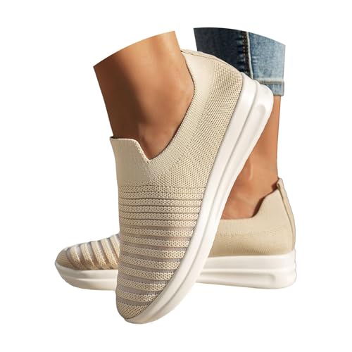 Damen Sneaker Damen Slip On - Flachschuhe Mesh Atmungsaktiv Turnschuhe Leicht Walkingschuhe Trainer Laufschuhe Bequeme Schlupfschuhe Breite Füße Sportschuhe Lässige Joggingschuhe von Generic