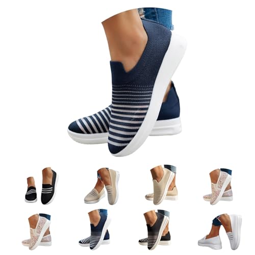 Damen Sneaker Damen Slip On - Flachschuhe Mesh Atmungsaktiv Turnschuhe Leicht Walkingschuhe Trainer Laufschuhe Bequeme Schlupfschuhe Breite Füße Sportschuhe Lässige Joggingschuhe von Generic