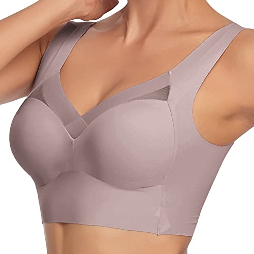 Damen Soft Spitzen BH ohne Bügel Vorderverschluss Gepolstert Bralette Nahtlose Bustier Push up Bügelloser Weicher Bustier Atmungsaktiver Bra für Schlafen Yoga Bra von Generic