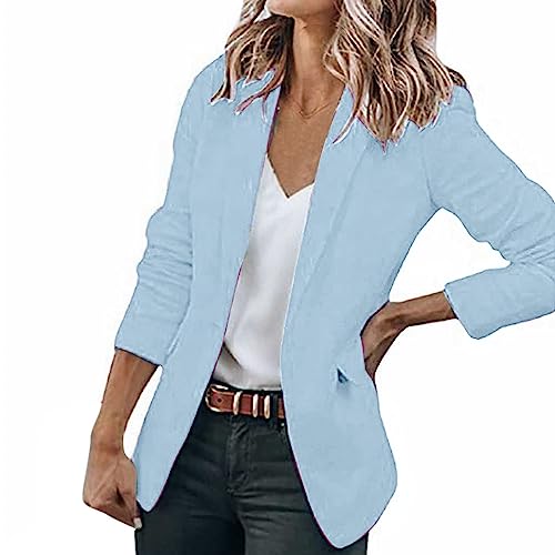 Damen Sommer Blazer Einfarbig Business Retro Jacke Büro Office Sportlich Schlanke Passform Knöpfen Vintage Jacke Blazer Tailliert Sakkos Damenjacke für Arbeit Büro Sakko von Generic