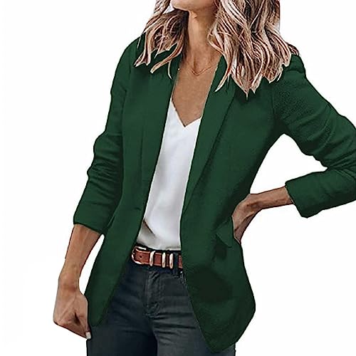 Damen Sommer Blazer Einfarbig Business Retro Jacke Büro Office Sportlich Schlanke Passform Knöpfen Vintage Jacke Blazer Tailliert Sakkos Damenjacke für Arbeit Büro Sakko von Generic