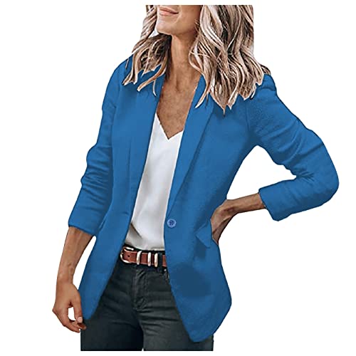 Damen Sommer Blazer Einfarbig Business Retro Jacke Büro Office Sportlich Schlanke Passform Knöpfen Vintage Jacke Blazer Tailliert Sakkos Damenjacke für Arbeit Büro Sakko von Generic