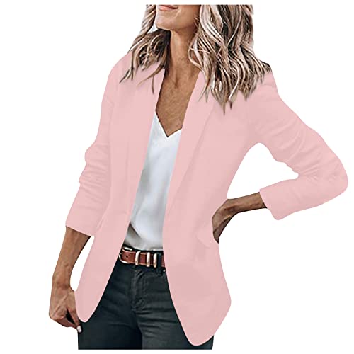 Damen Sommer Elegant Blazer Einfarbig Business Retro Jacke Büro Office Sportlich Schlanke Passform Knöpfen Vintage Jacke Blazer Tailliert Sakkos Damenjacke für Arbeit Büro Sakko von Generic