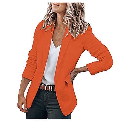 Damen Sommer Elegant Blazer Einfarbig Business Retro Jacke Büro Office Sportlich Schlanke Passform Knöpfen Vintage Jacke Blazer Tailliert Sakkos Damenjacke für Arbeit Büro Sakko von Generic