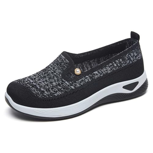Damen Sommer Freizeitschuhe Atmungsaktive Net Sportschuhe Bequem Leicht Slip On Rundkopf Design Casual Treter Für Täglichen (Black, 40) von Generic