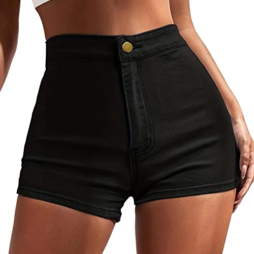 Damen-Sommer-Jeansshorts mit hoher Taille und gefaltetem Saum, lässige Kurze Jeans Hose Teenager Mädchen von Generic