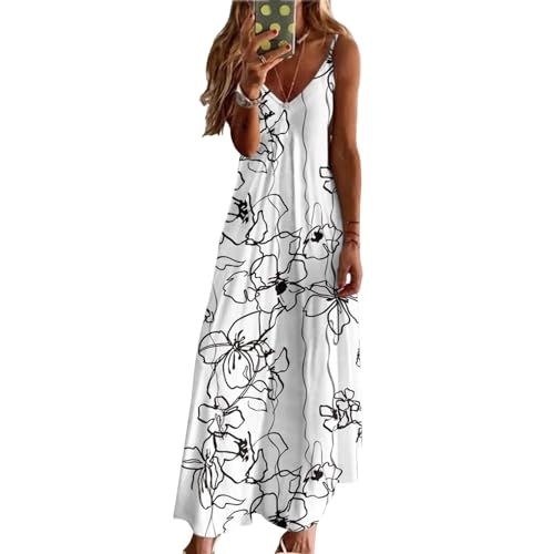 Damen Sommerkleid Elegant Leicht Luftig Strandkleid Schicke Bedrucktes Damen Camisole Kleid Mit V-Ausschnitt In Großer Größe Partykleid Modischer Freizeitkleid Lockerer Bequem von Generic
